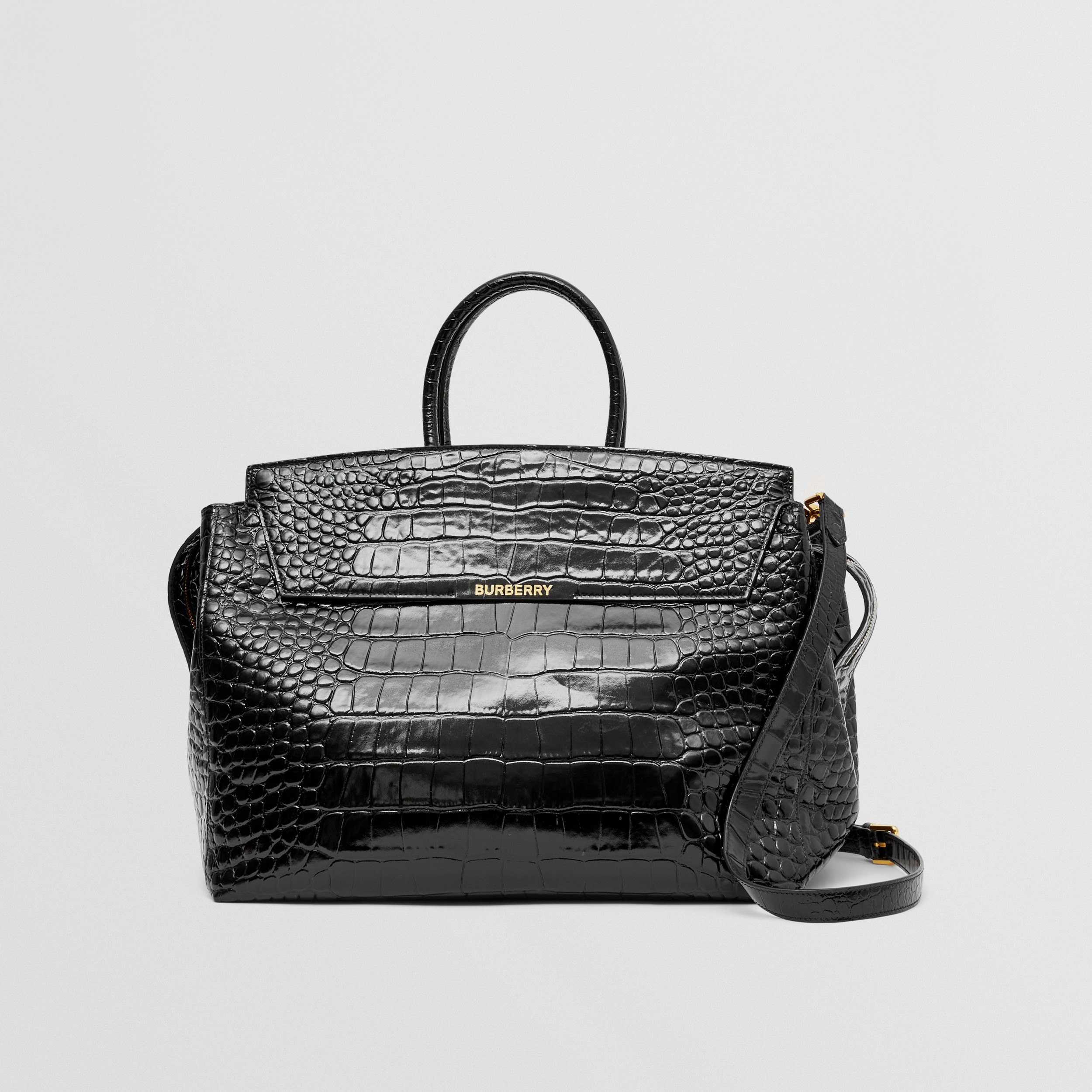 Embossed Leather Large Catherine Bag in Black - Women | Burberry® Official - 1