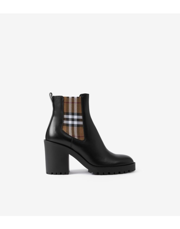 Bottines en cuir avec Check