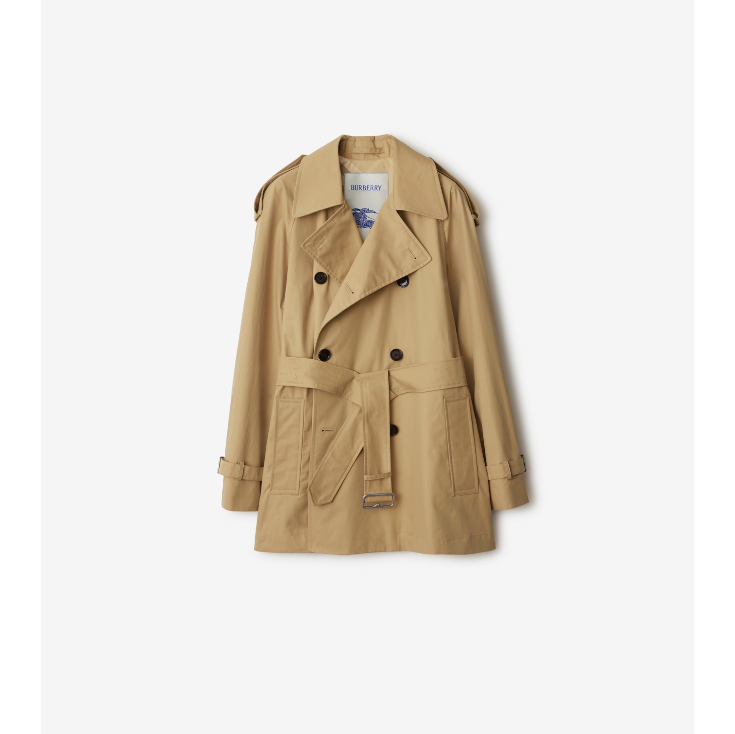 Short Gabardine Trench Coat in Flax Women Burberry Official