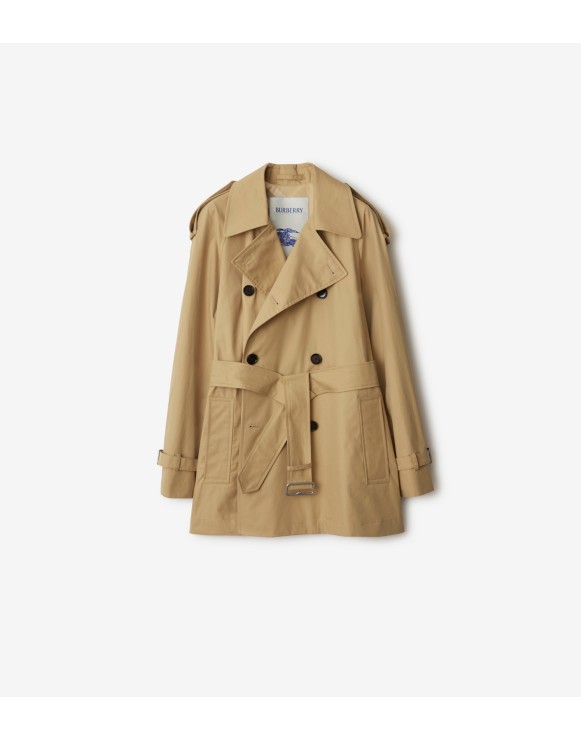 Short Gabardine Trench Coat