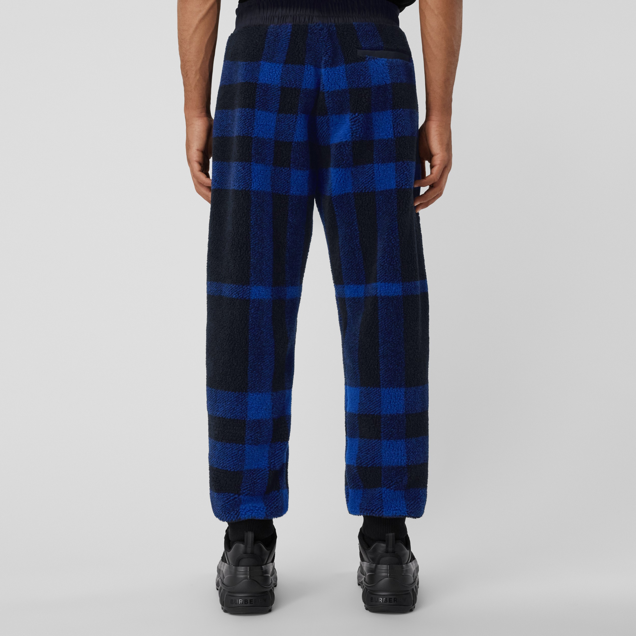 Exaggerated Check Fleece Jogging Pants in Deep Royal Blue - Men | Burberry® Official - 3