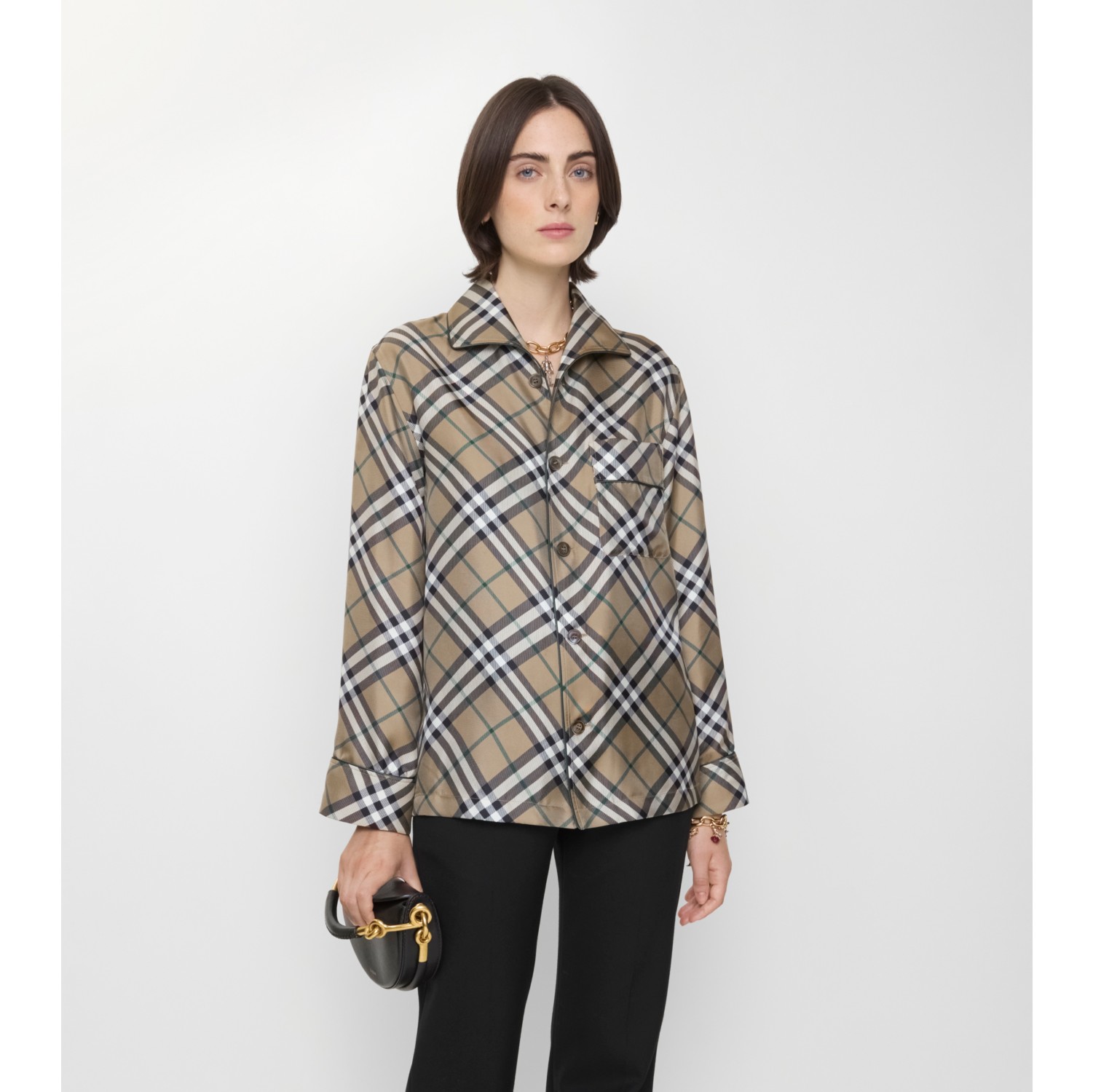 Check Silk Pyjama Shirt