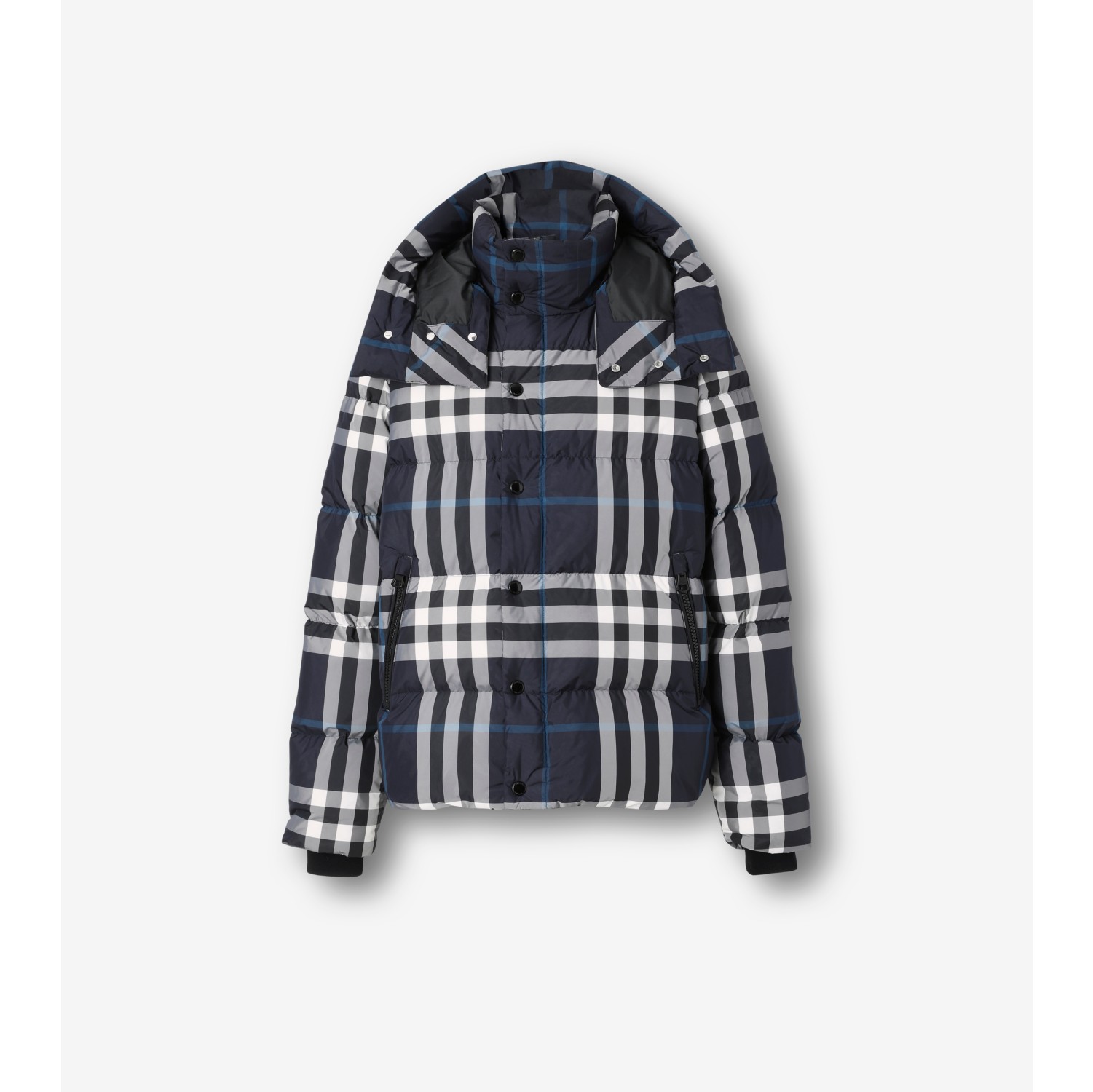 チェック パファージャケット (ホワイト／ダークチャコールブルー) - メンズ, ナイロン | Burberry®公式サイト