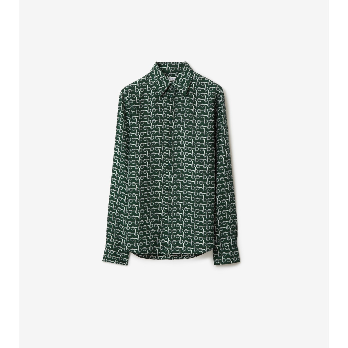 Burberry Prorsum Woman Shirt Green Size 4 Silk In Silver/green