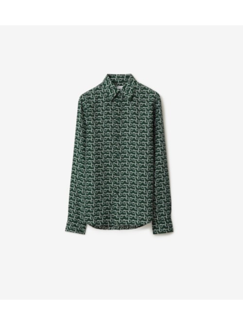 Burberry B Silk Shirt In Silver/green