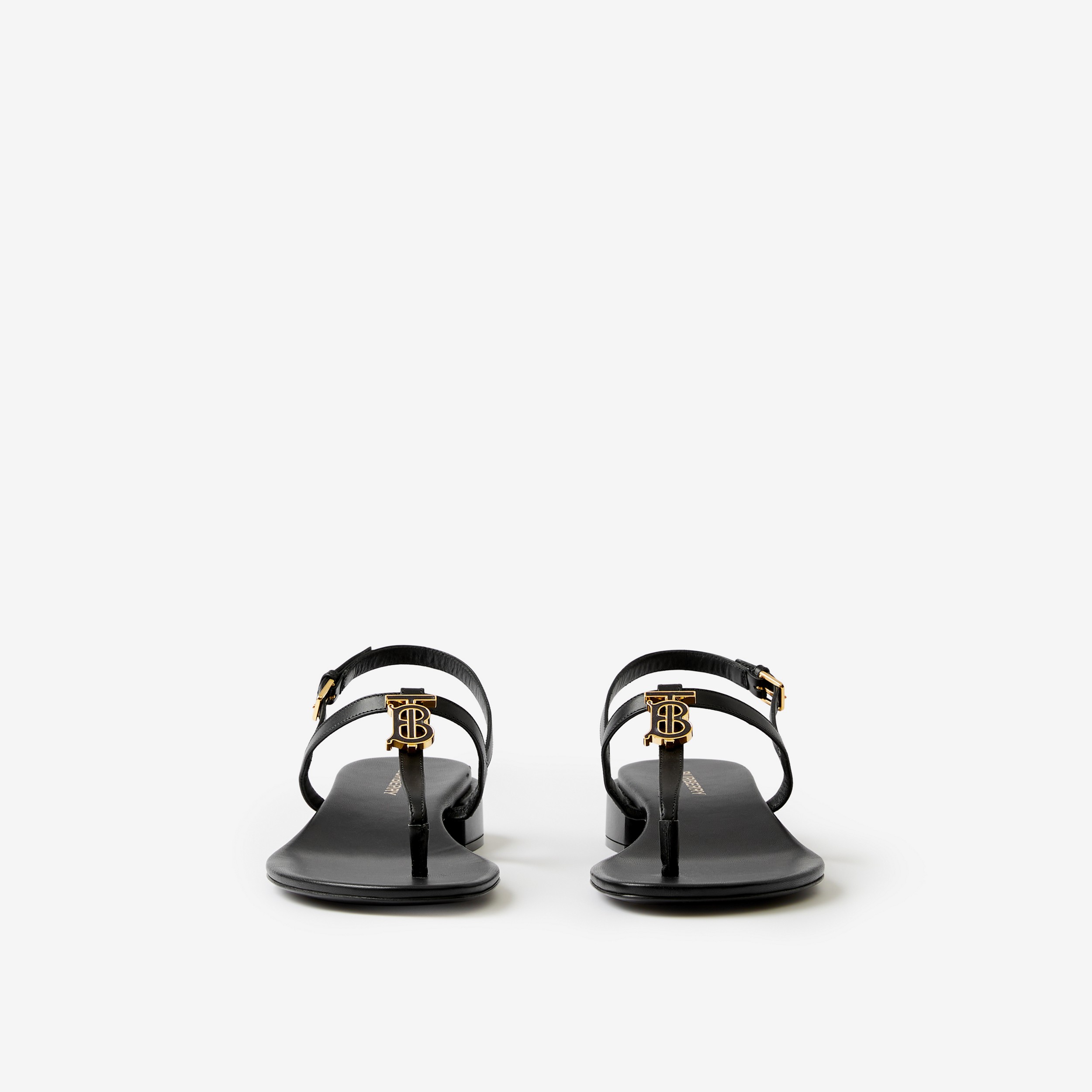 Sandálias de couro com monograma (Preto) - Mulheres | Burberry® oficial - 2