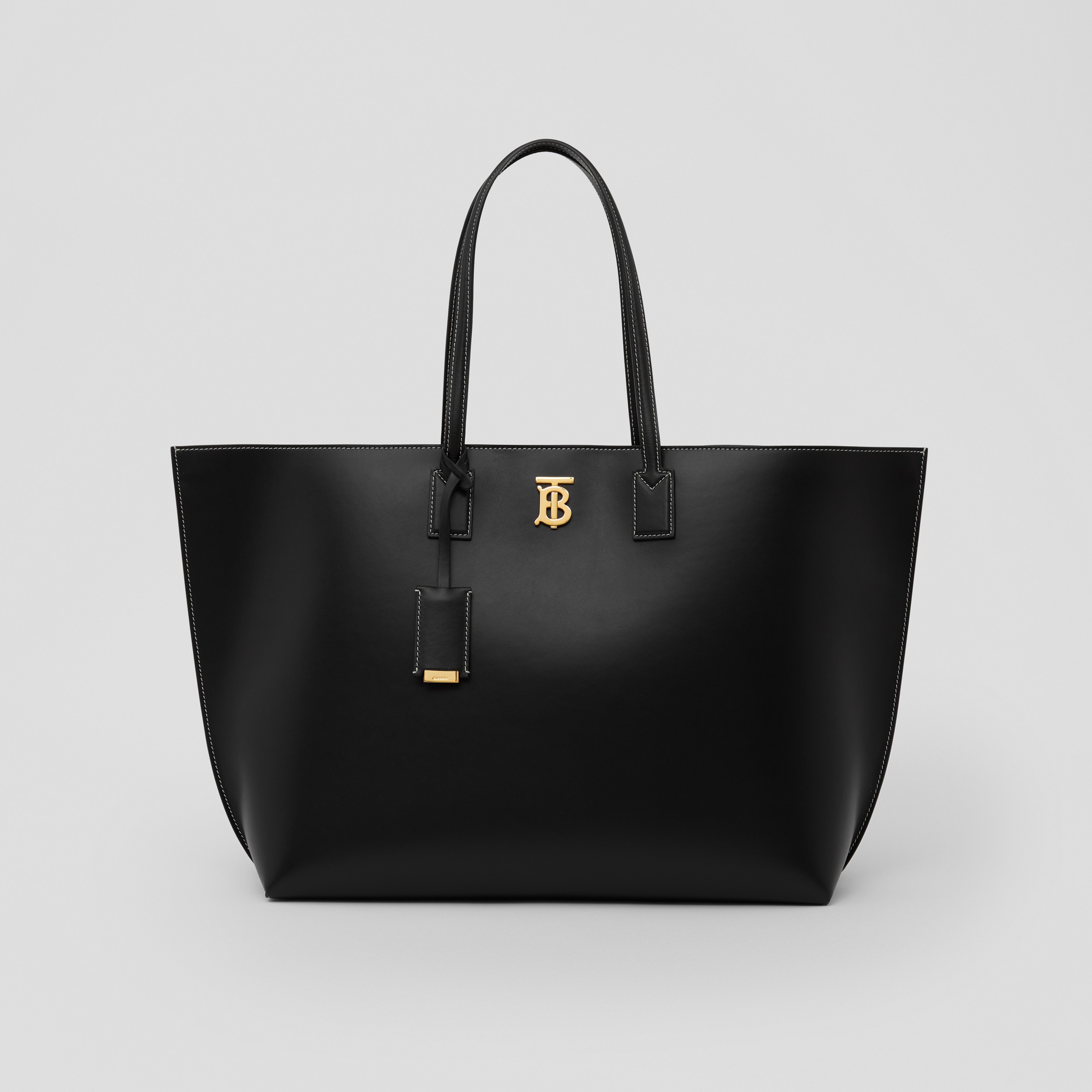 Large Monogram Motif Leather Tote in Black - Women | Burberry® Official - 1