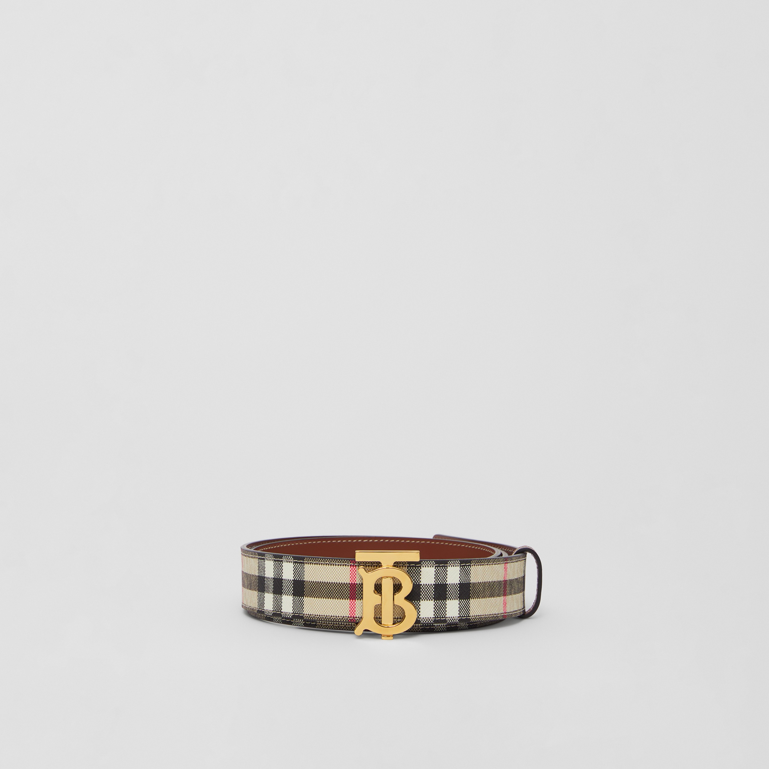 Reversible Vintage Check and Leather TB Belt in Archive Beige/tan/gold - Women | Burberry® Official - 4