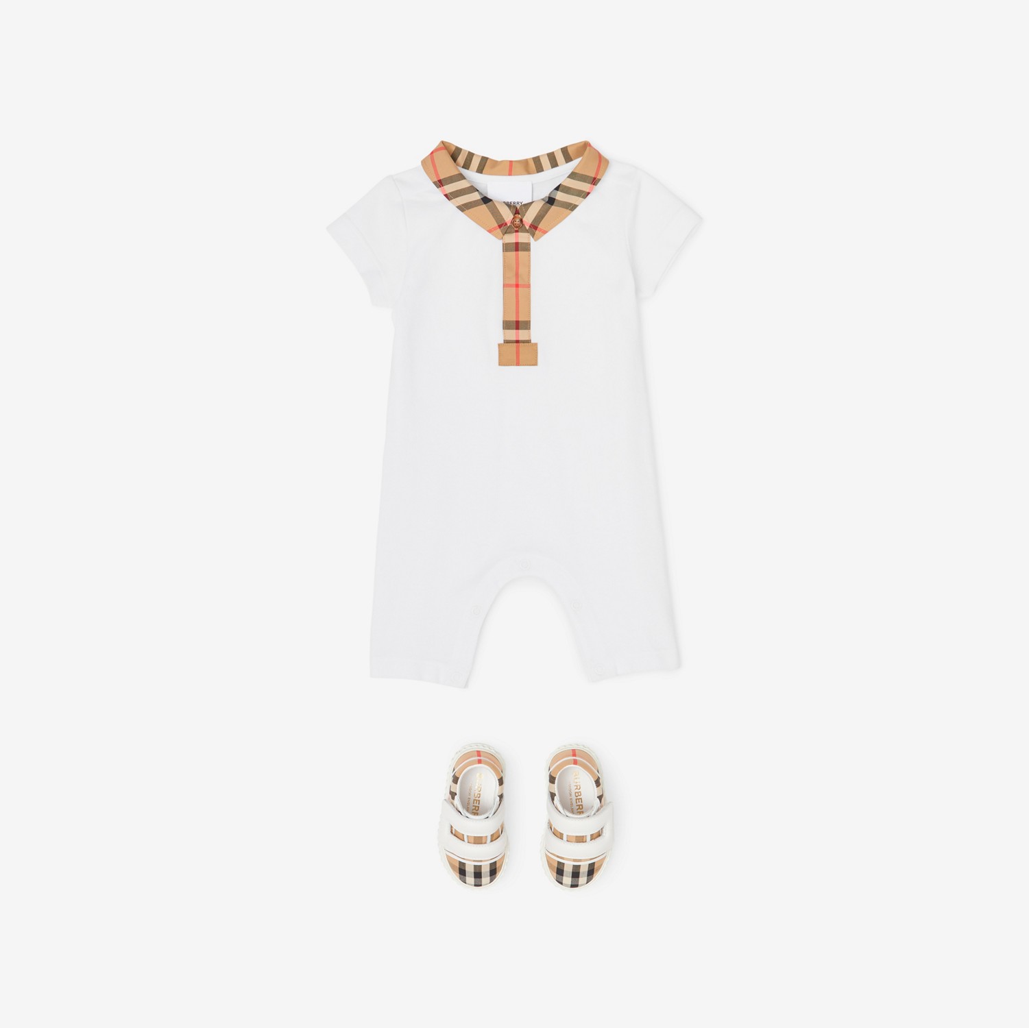 Combinaison en piqué de coton stretch Check (Blanc) - Enfant | Site officiel Burberry®