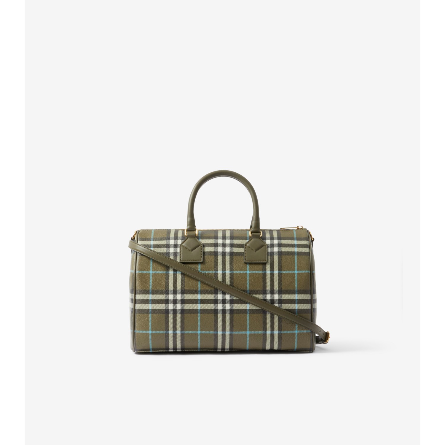 BURBERRY: Bowling bag in check coated cotton - Olive