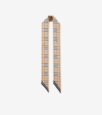 Burberry Check Lightweight Wool Silk Scarf Archive Beige