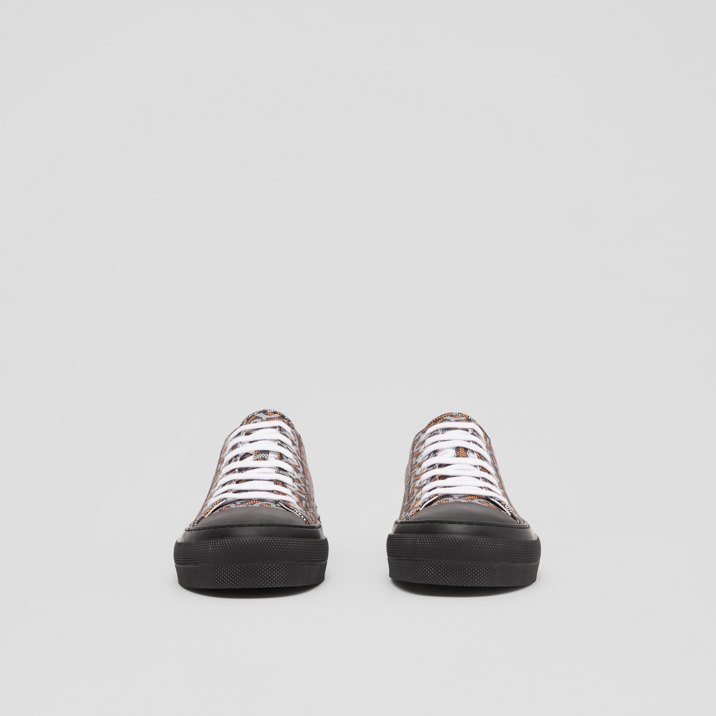 Monogram Print Cotton Blend Sneakers in Black/white/orange - Men | Burberry® Official - 4