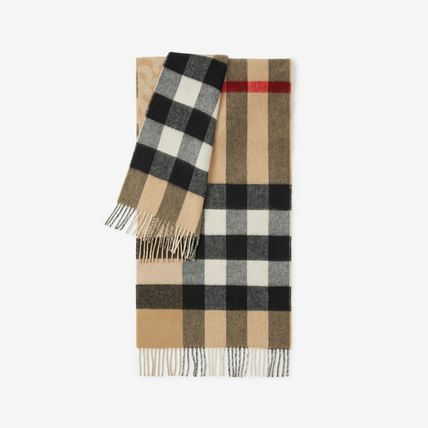 双面两用格纹羊绒围巾 (典藏米色) | Burberry® 博柏利官网