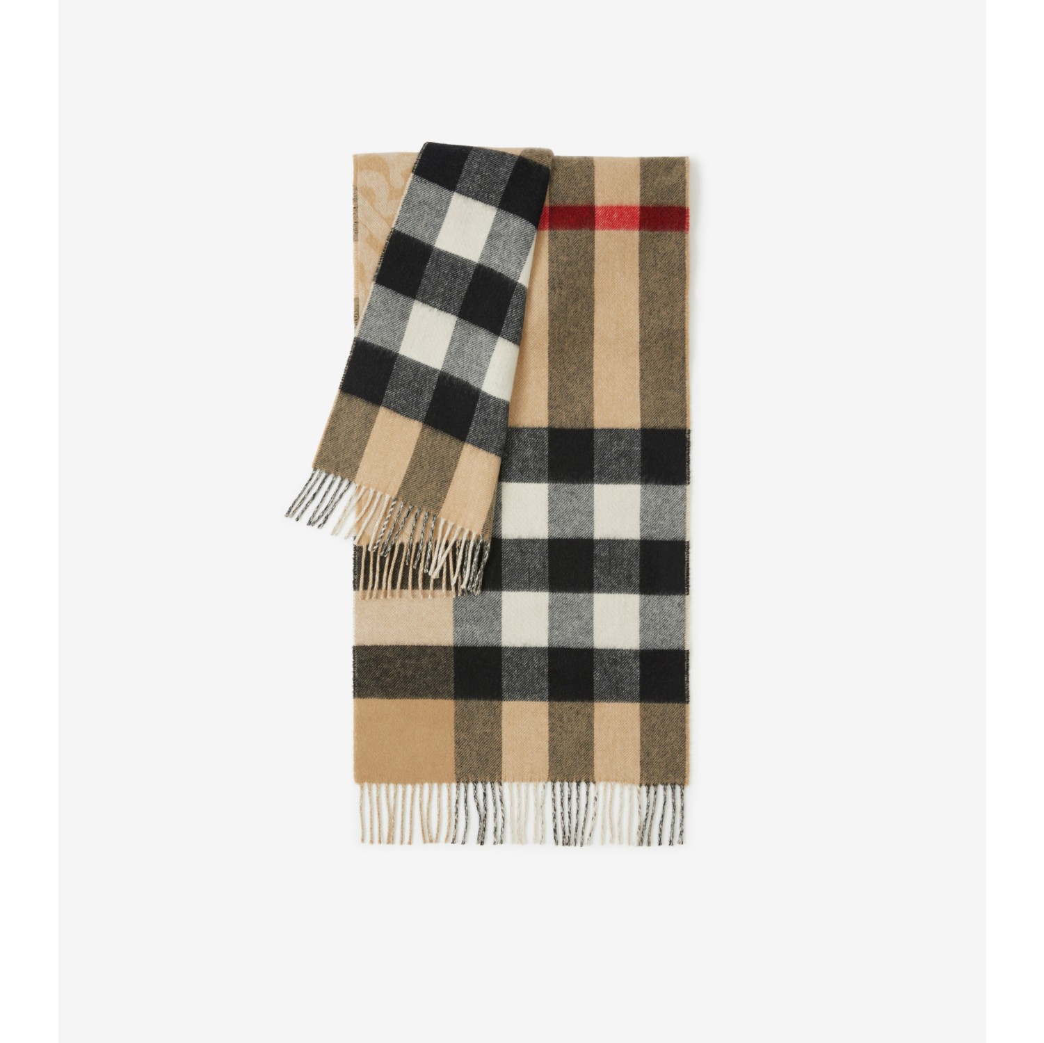 Shop Burberry Reversible Mega Check & Monogram Wool-Cashmere Cape