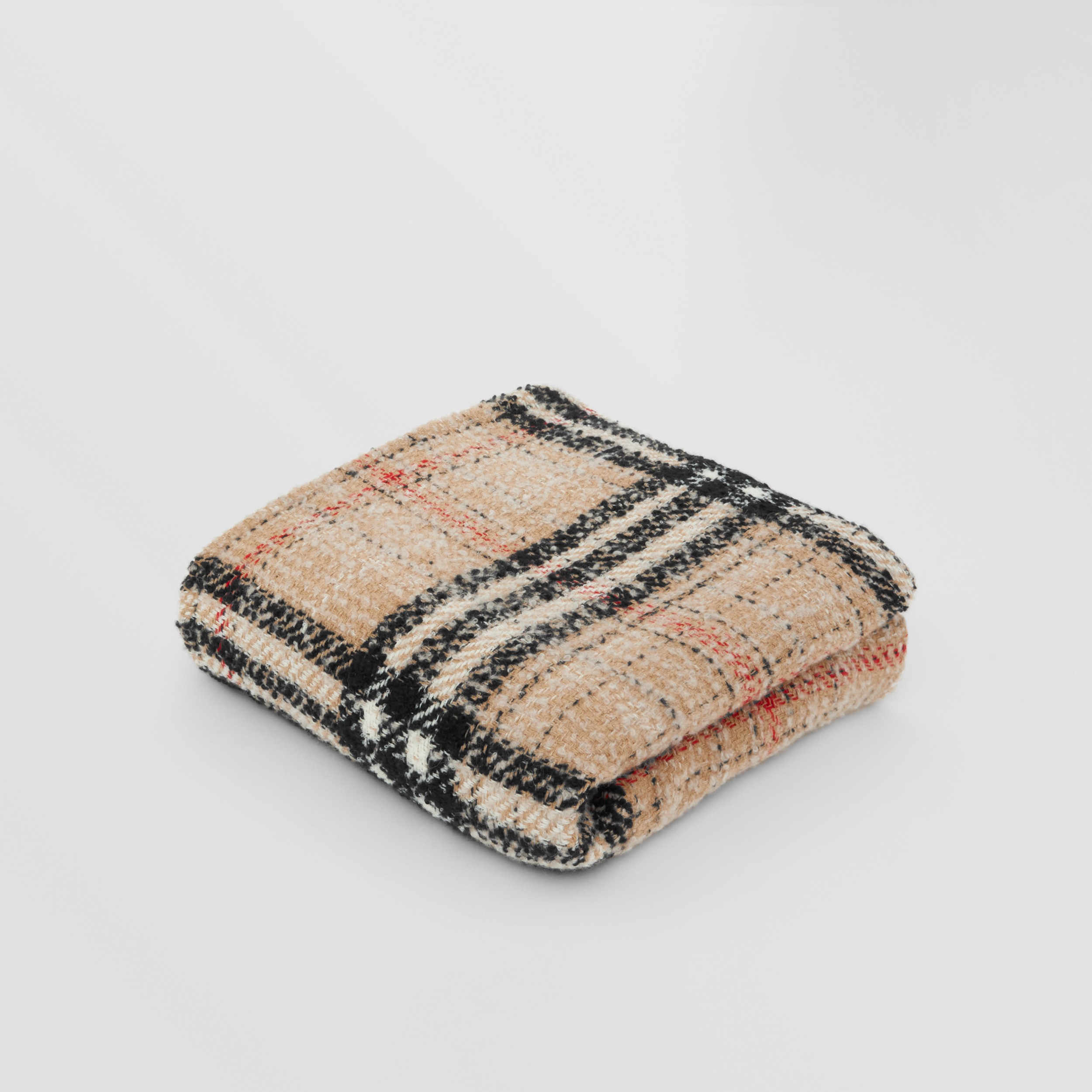 Check Cashmere Silk Blend Tweed Blanket in Archive Beige | Burberry® Official - 3