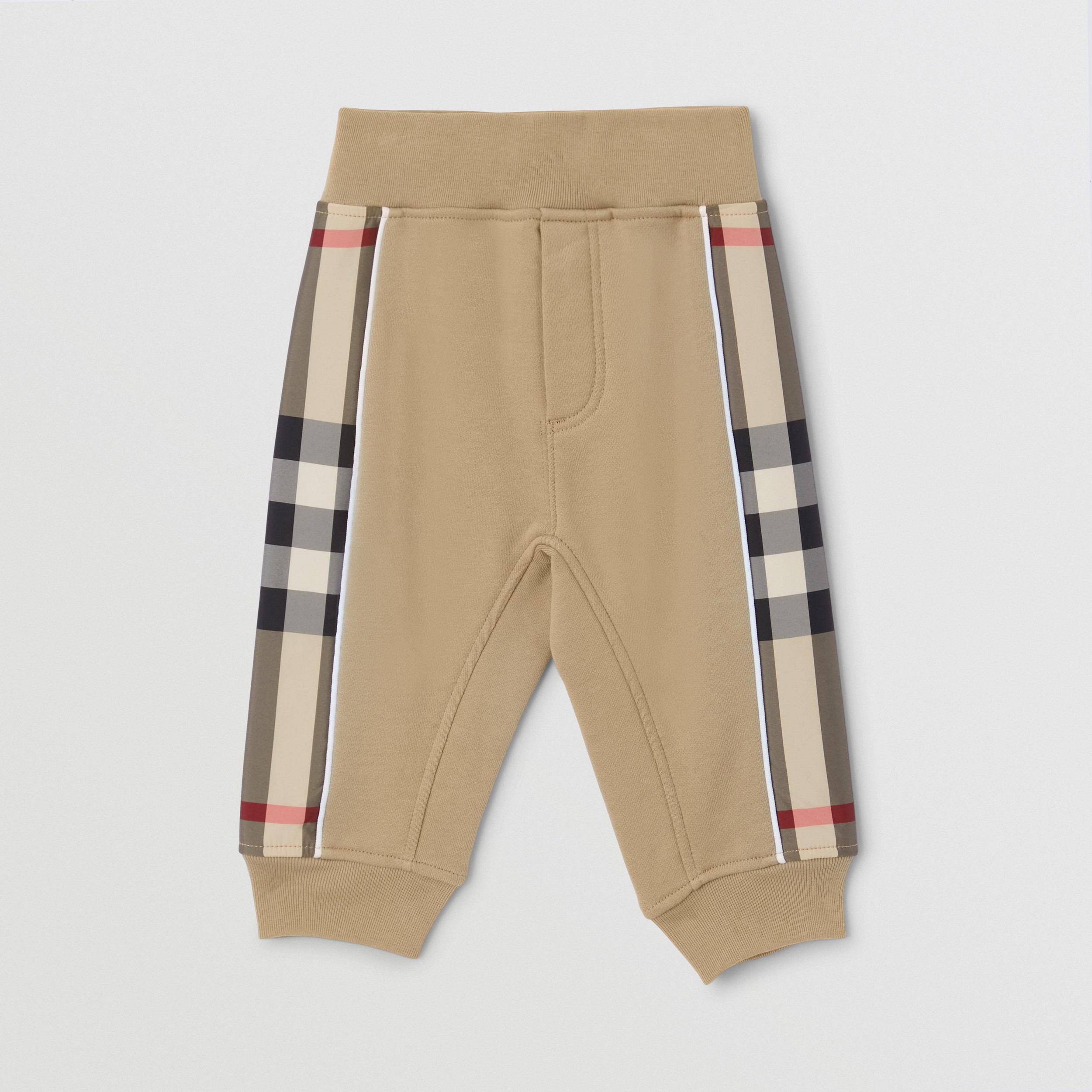 Check Panel Cotton Jogging Pants in Archive Beige - Children | Burberry® Official - 1