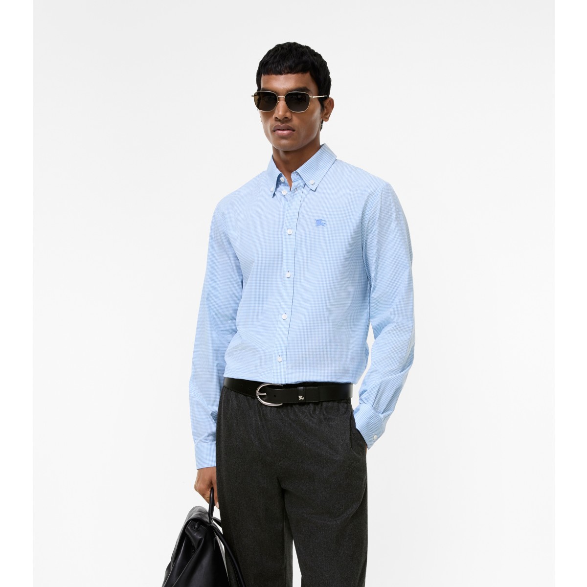  Embroidered Classic Fit Gingham Shirt