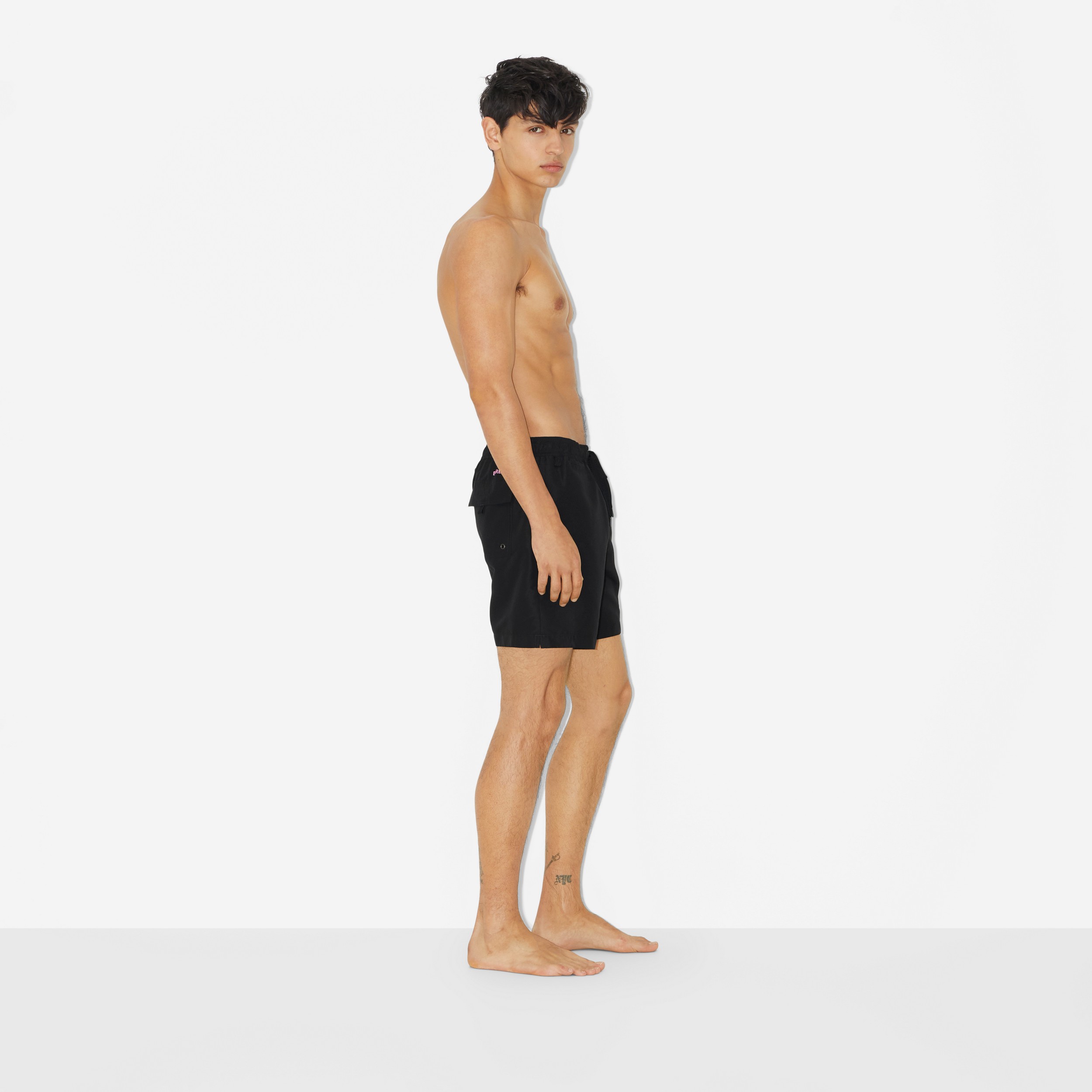 Oak Leaf Crest Drawcord Swim Shorts in Black - Men | Burberry® Official - 3