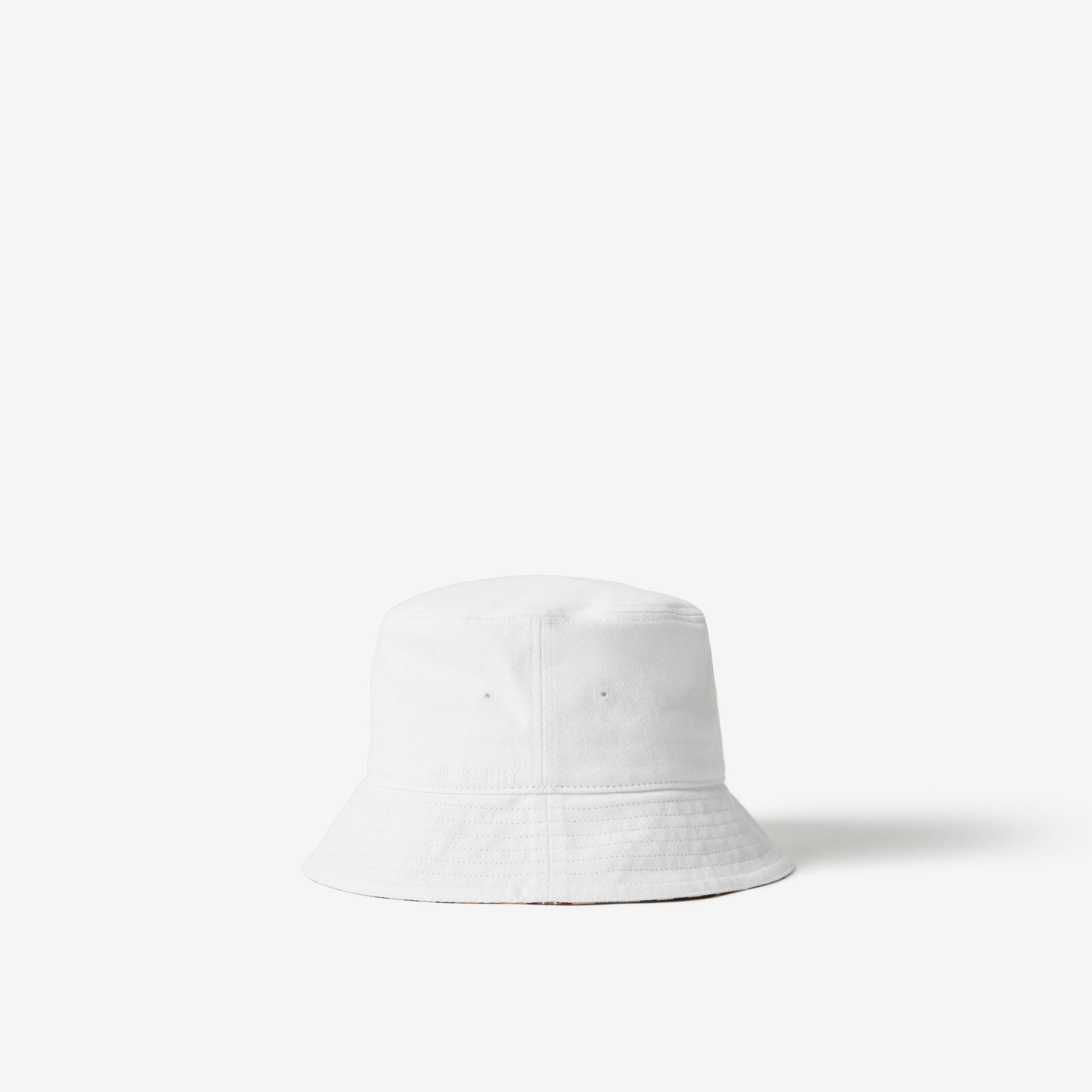 Denim Bucket Hat in White | Burberry® Official - 2