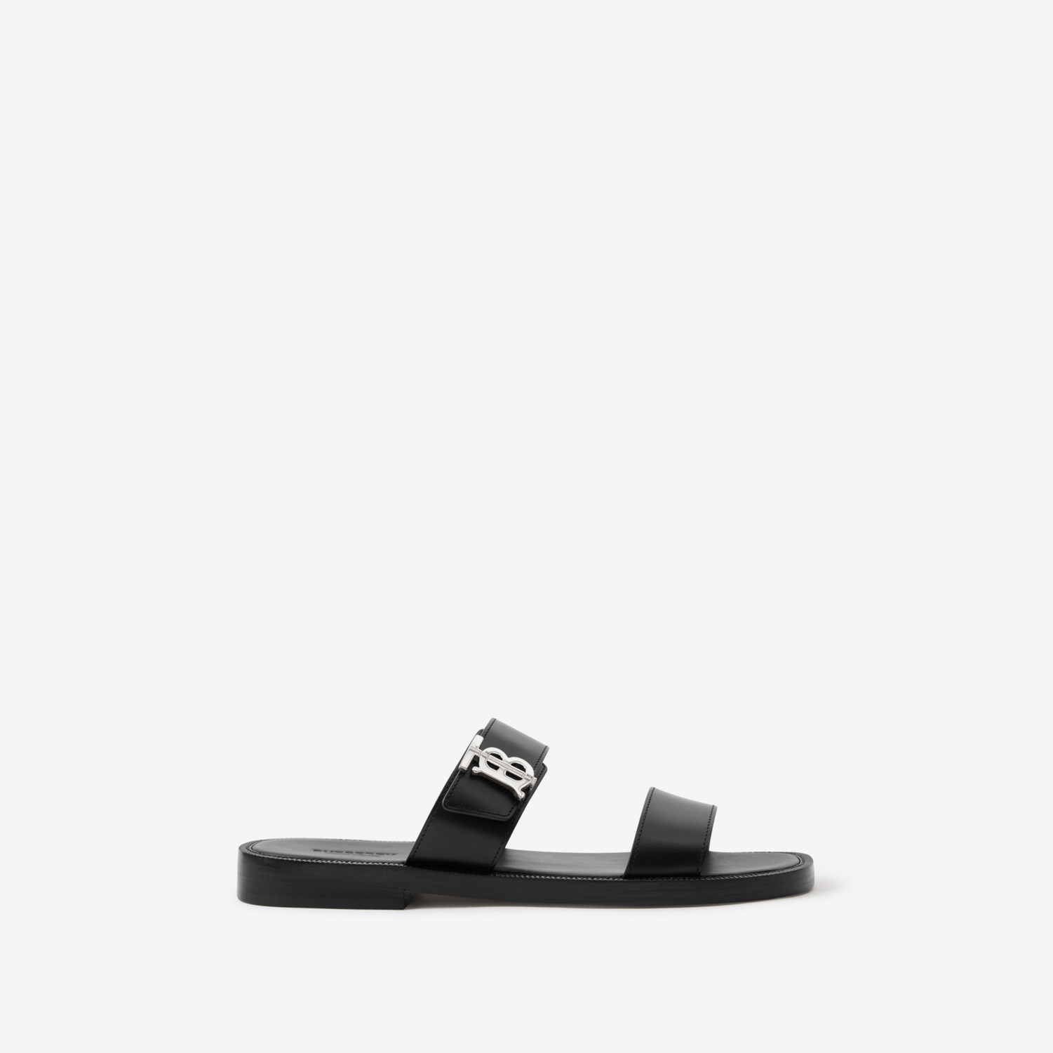 Sandálias de couro com monograma (Preto) - Homens | Burberry® oficial