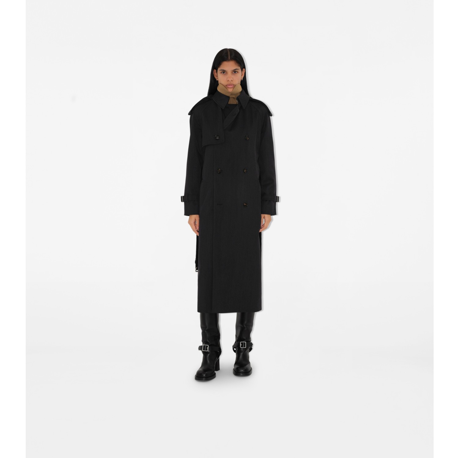 Langer Trenchcoat aus Wolle