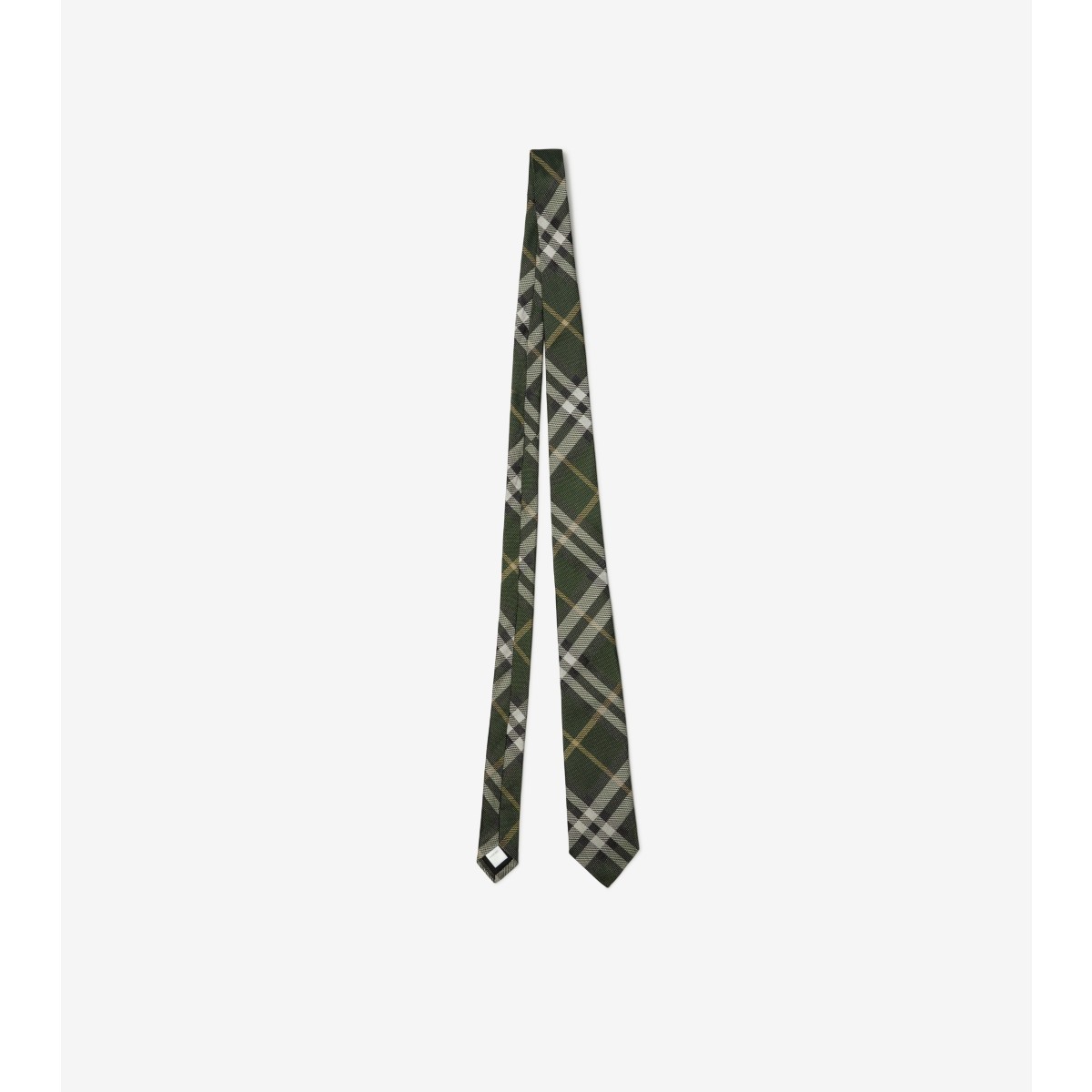 Shop Burberry Check Silk Tie In Dark Fern