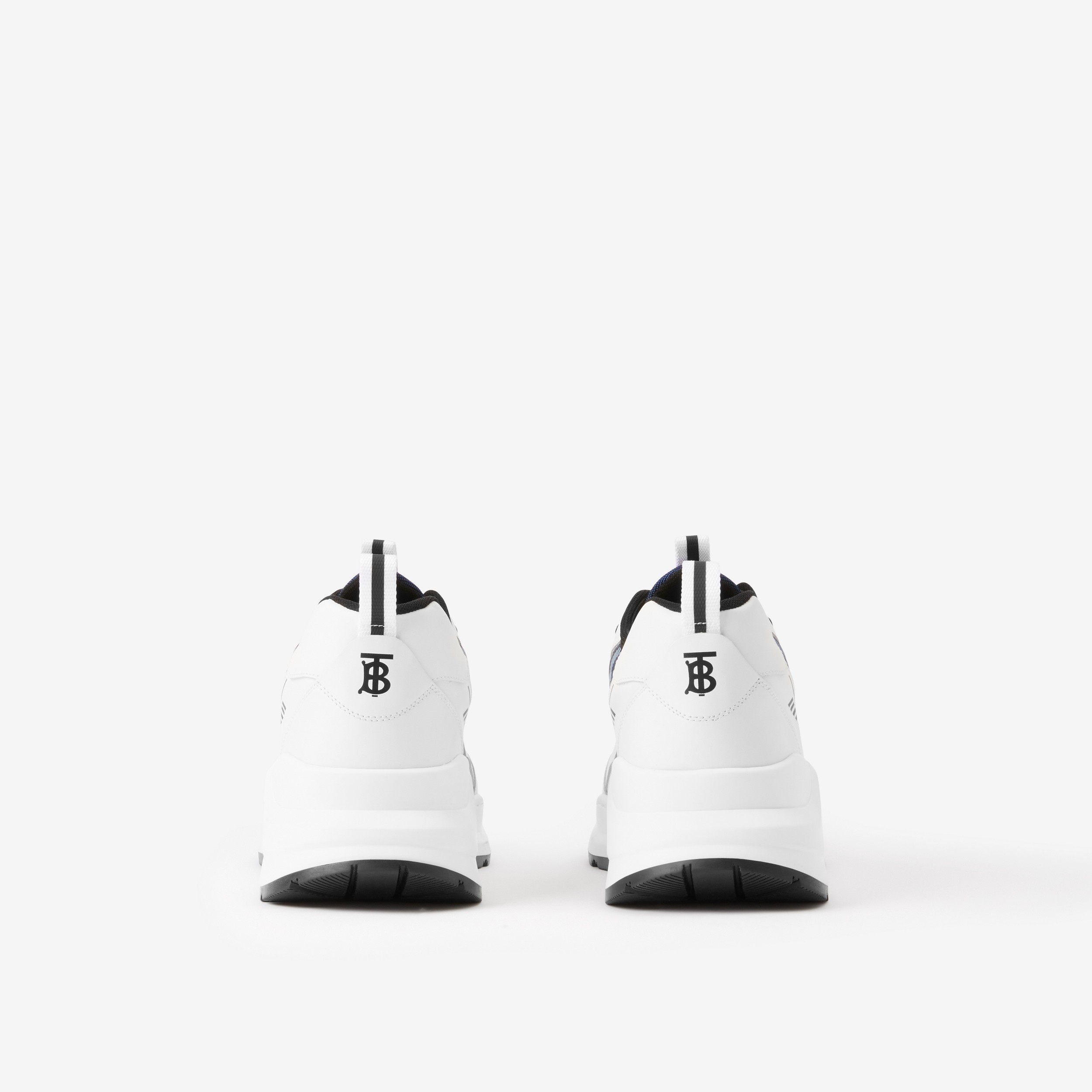 Sneakers en cuir et Check à logo (Noir/bleu) - Homme | Site officiel Burberry® - 3