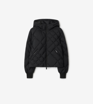 チェックステッチ ナイロン デリー ダウンジャケット (ブラック
