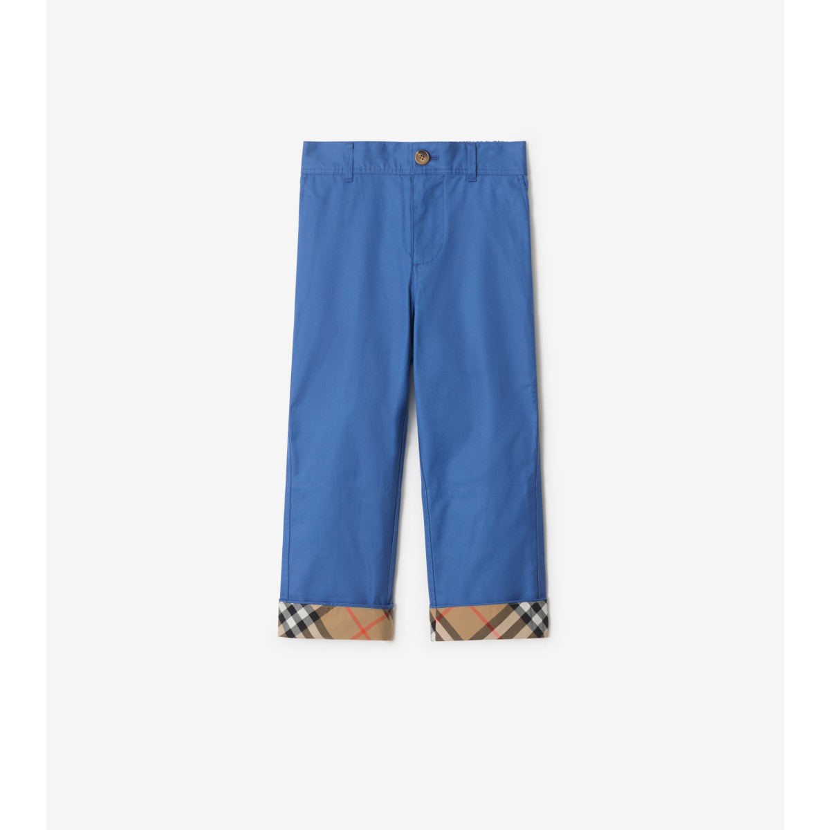  Check Turn-up Cotton Trousers