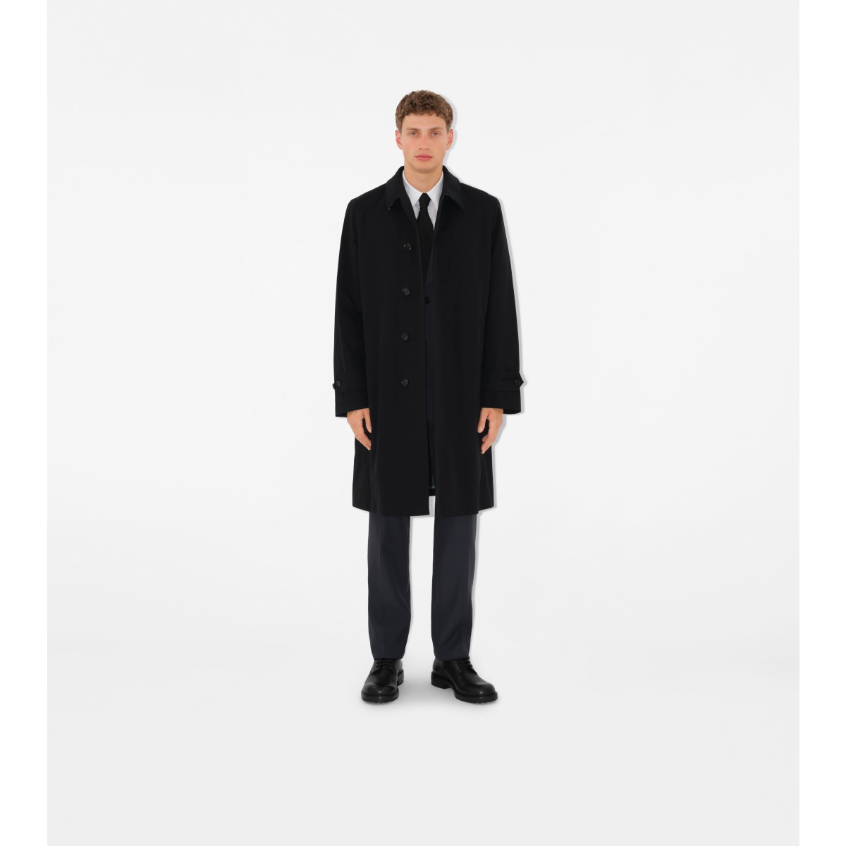  Check Long Gabardine Car Coat