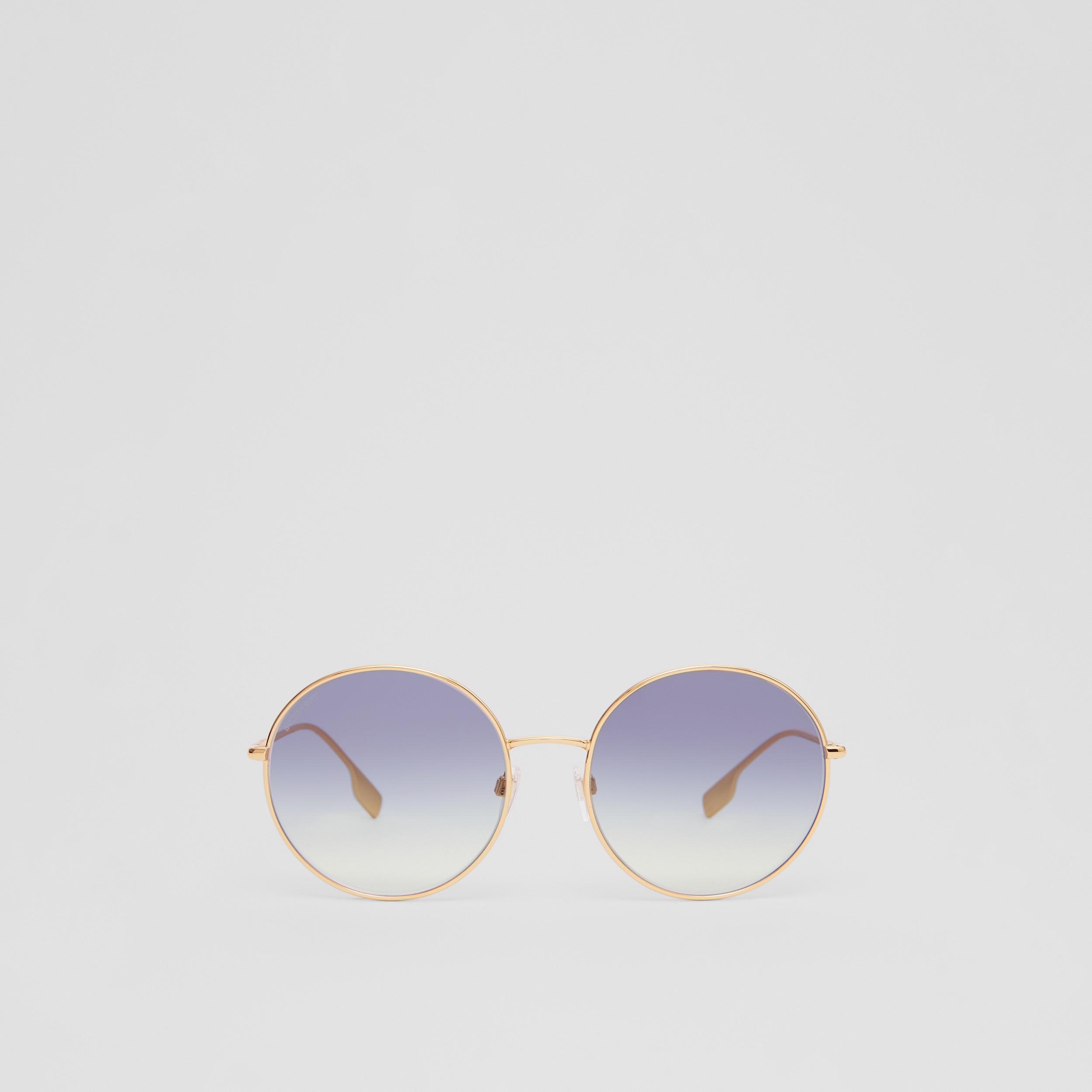 Icon Stripe Detail Round Frame Sunglasses in Purple - Women | Burberry® Official - 1