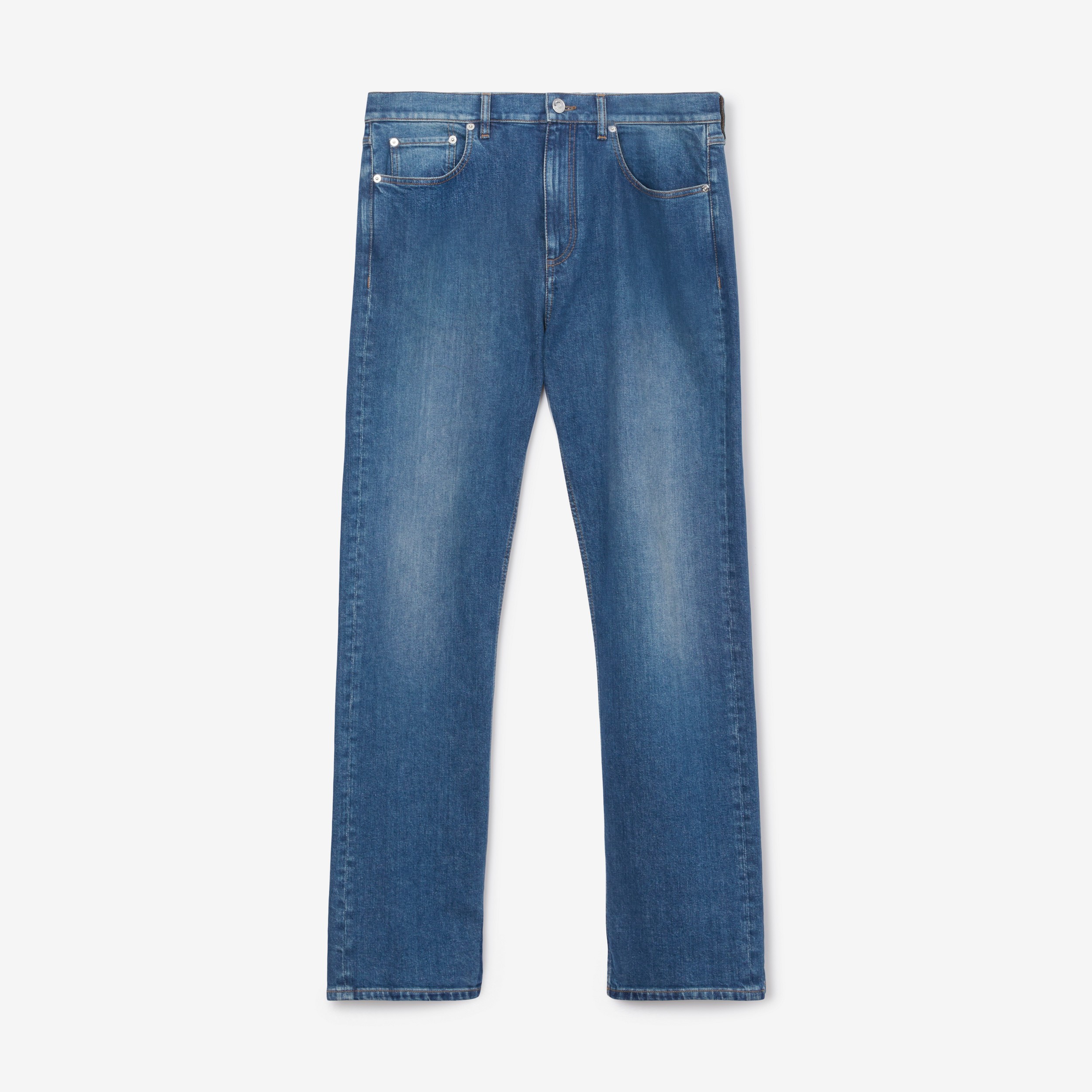 Jeans estonado com monograma (Azul Marinho Suave) - Homens | Burberry® oficial - 1