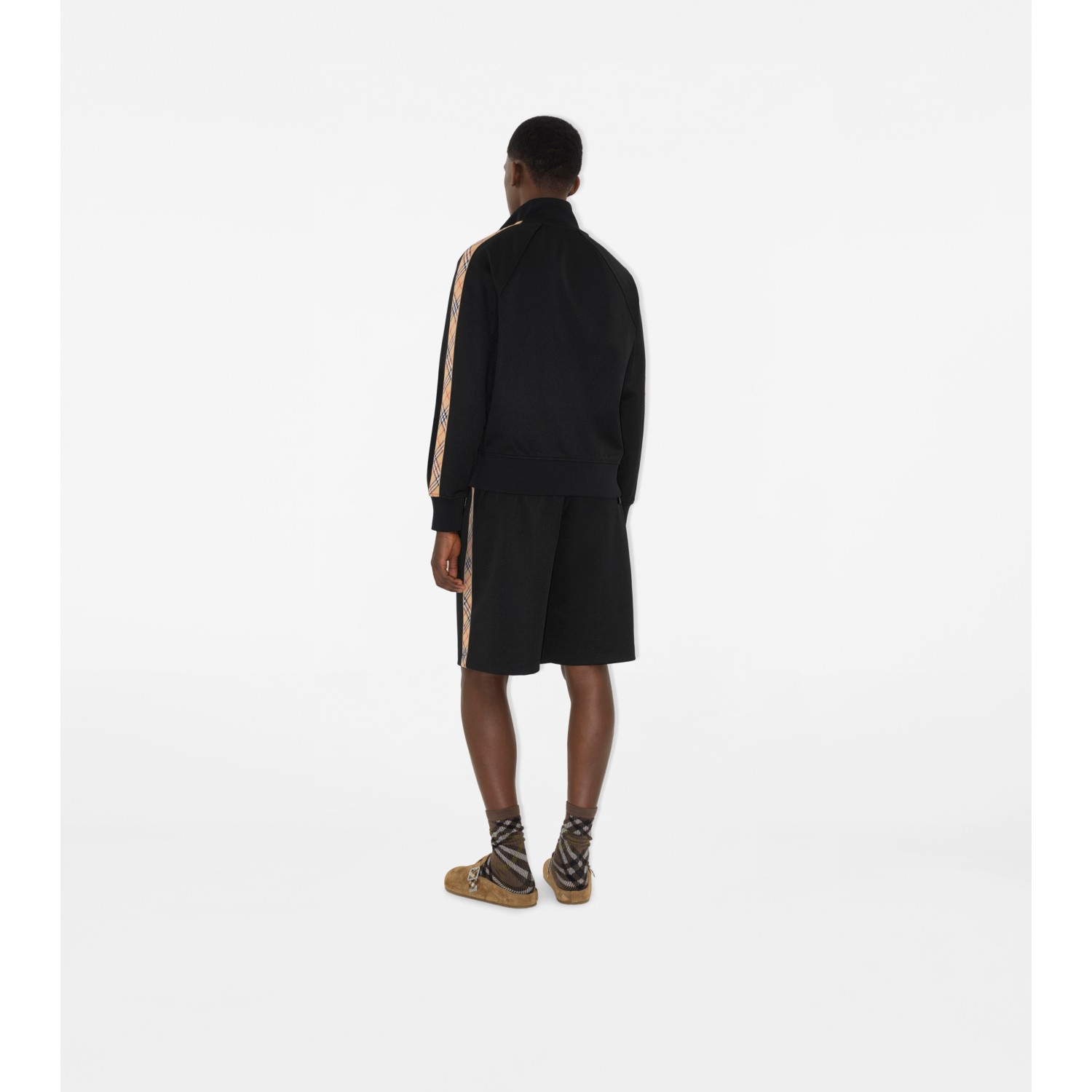 Check Trim Cotton Blend Shorts - thumbnail 4
