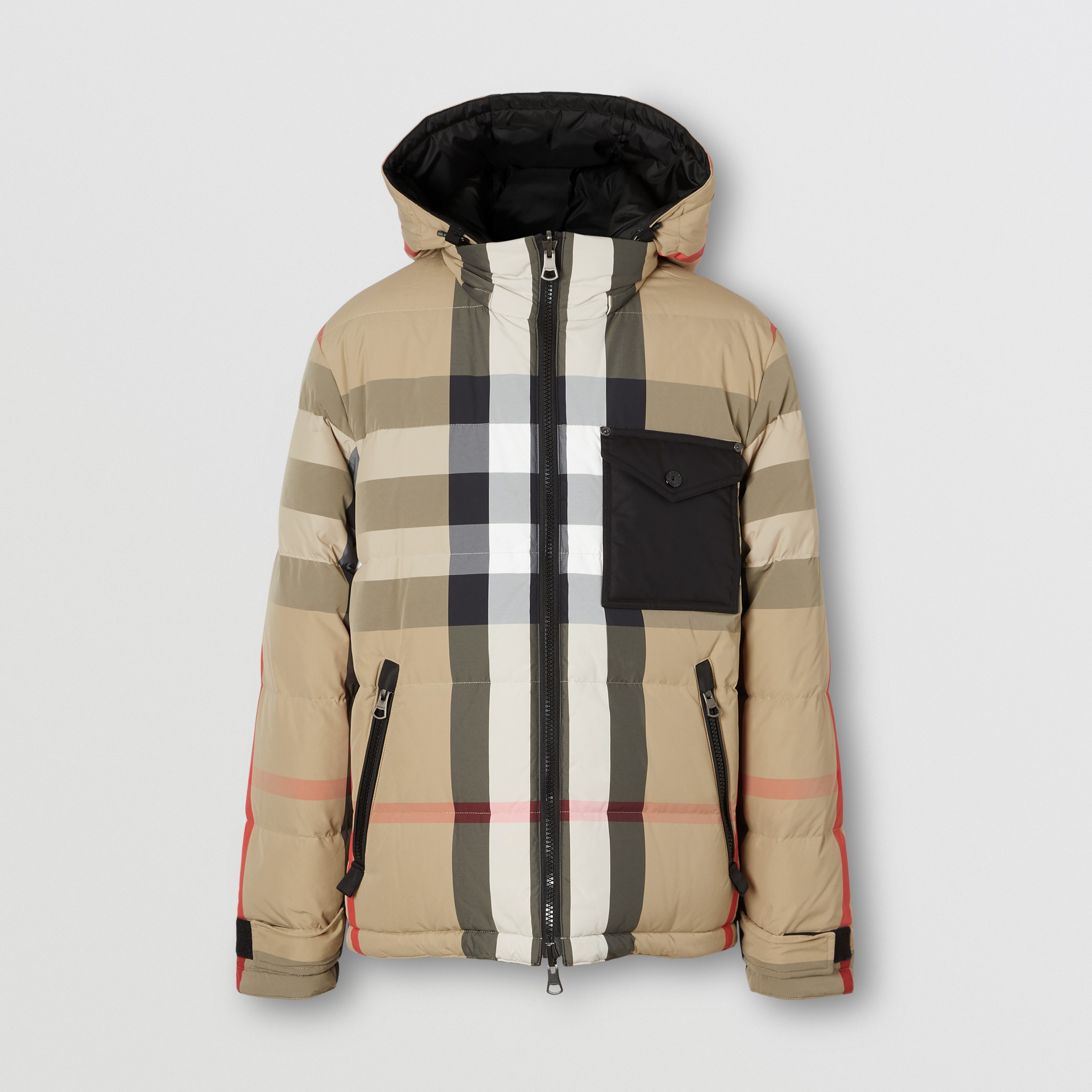 リバーシブル チェックンナイロン パファージャケット (アーカイブベージュ/ブラック) - メンズ | Burberry®公式サイト
