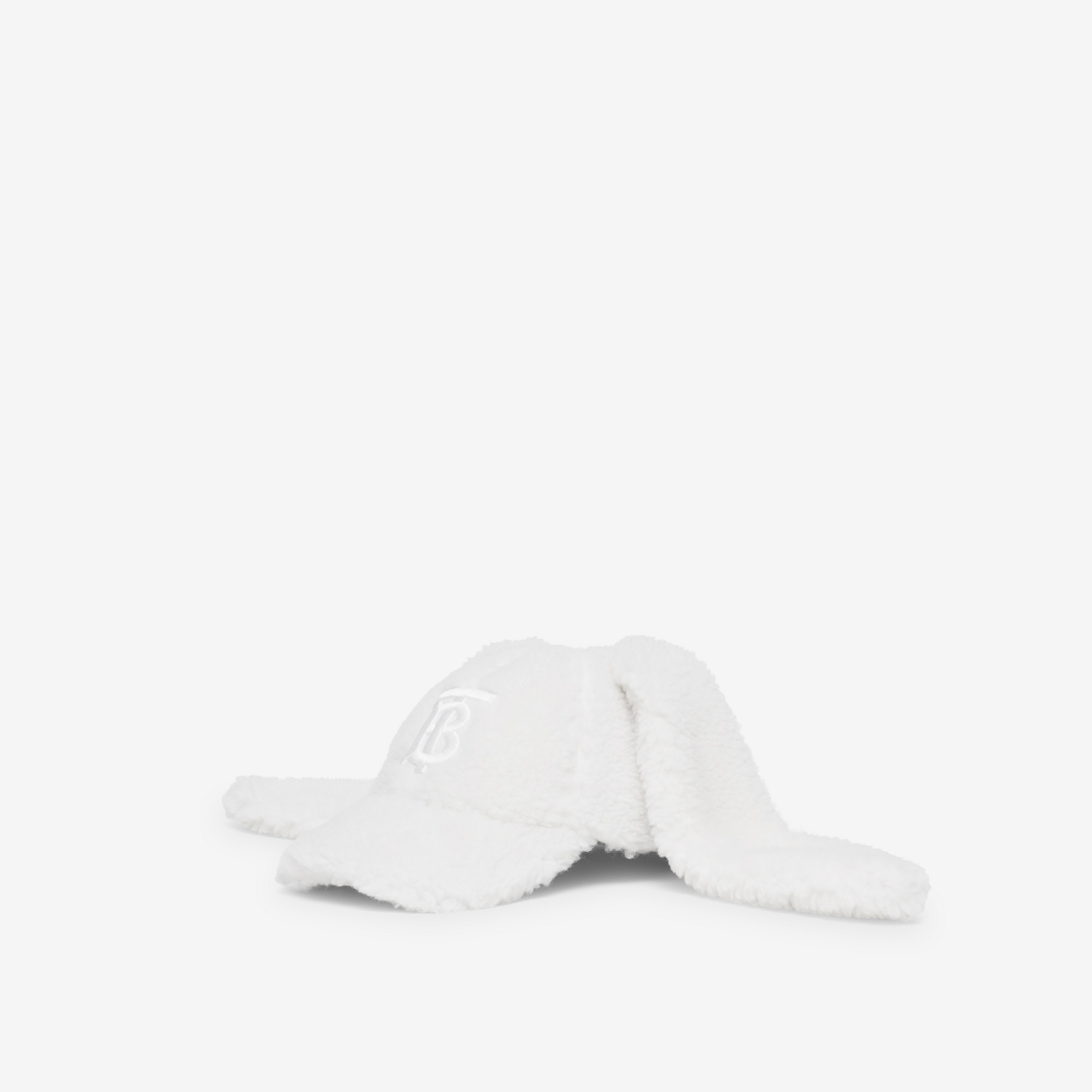 Rabbit Detail Fleece Baseball Cap in White | Burberry® Official - 2