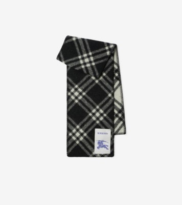 極美品 BURBERRY チェック ウールスカーフ グレー 現行 チェック ウールスカーフ (ブラック) | Burberry®公式サイト