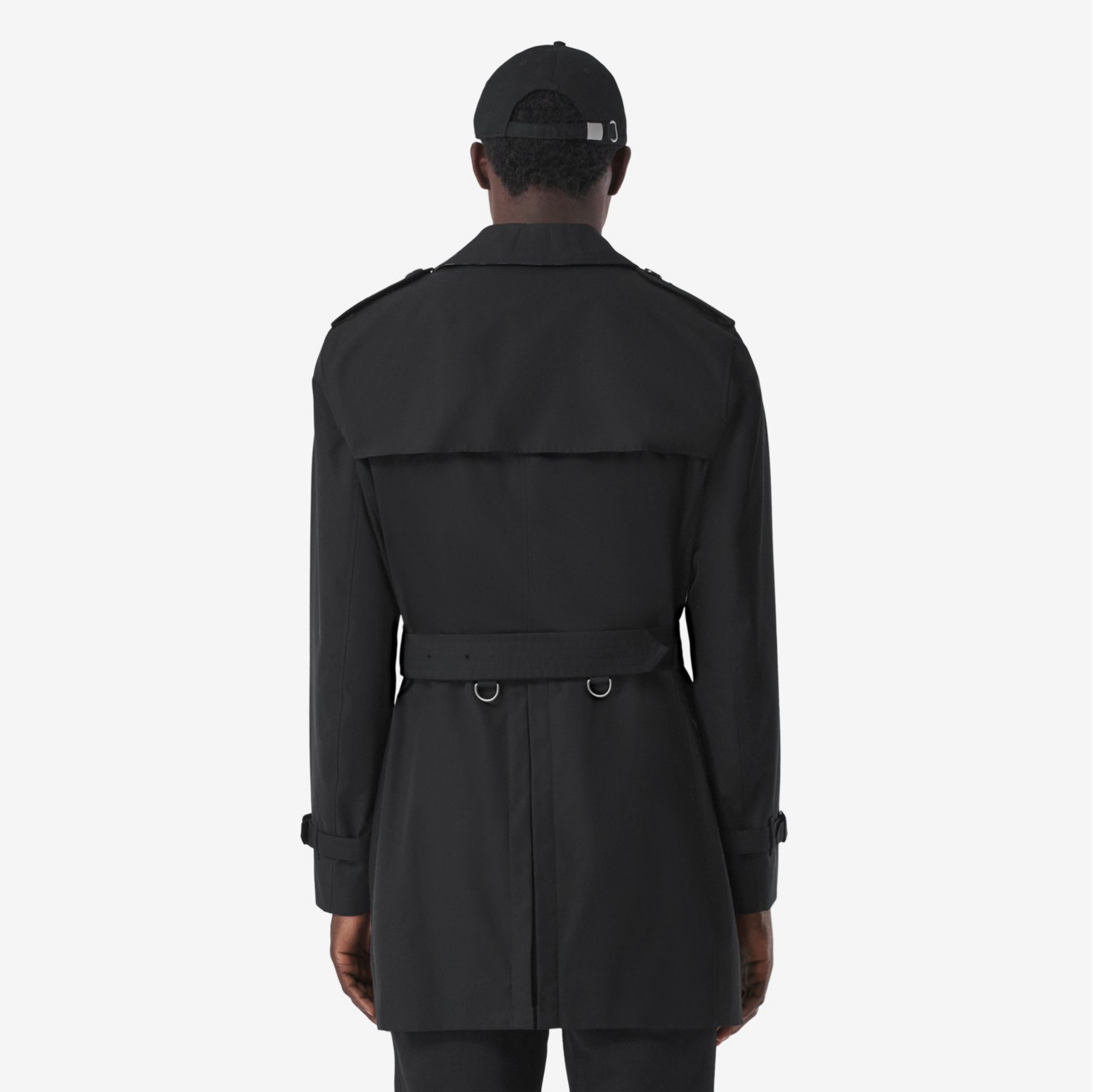 Burberry black short store trench coat