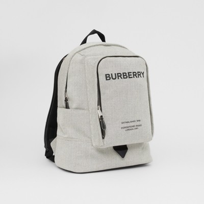 Large Logo Print Cotton Canvas Backpack in Black - Men | Burberry® Official