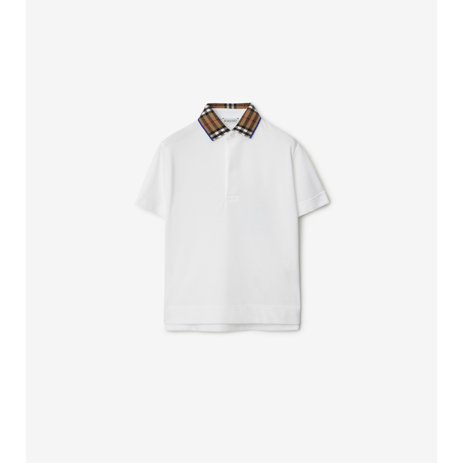 Check Collar Cotton Polo Shirt