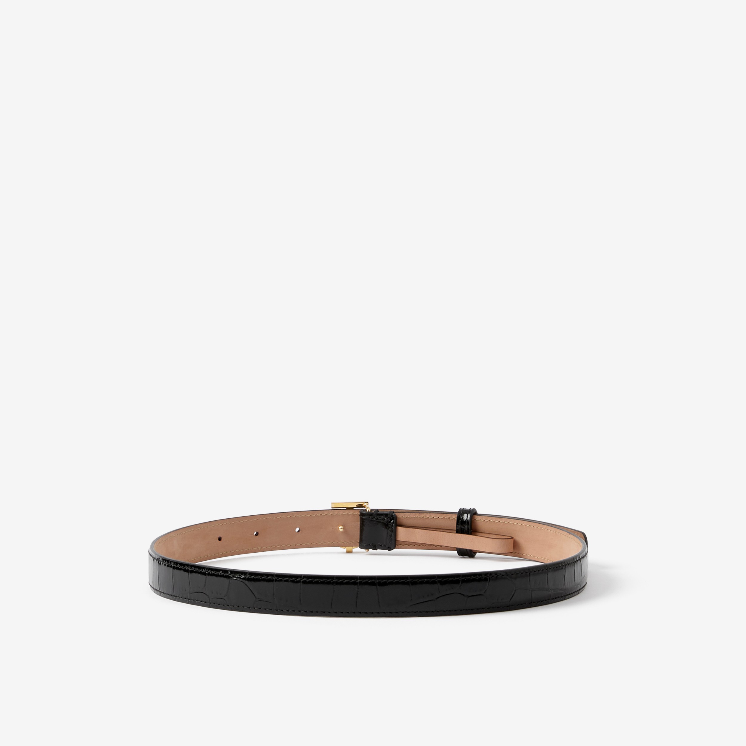 Embossed Leather TB Belt in Black - Women | Burberry® Official - 2