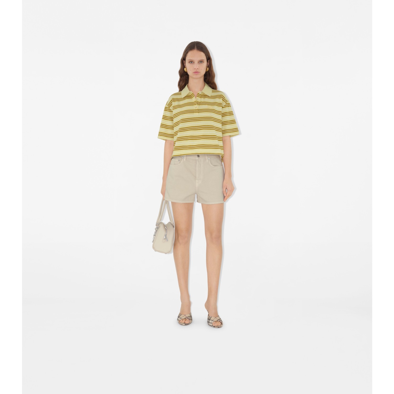Polo cropped en algodón a rayas