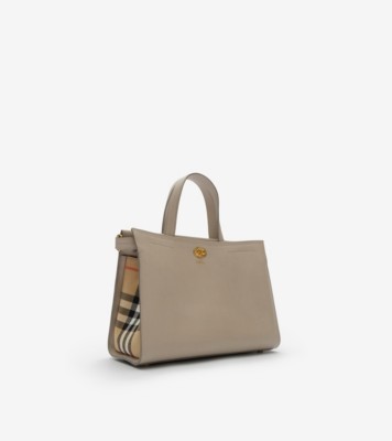 Burberrys＊トートバッグ Small Cotswolds Check Tote in Mushroom beige - Women, Leather