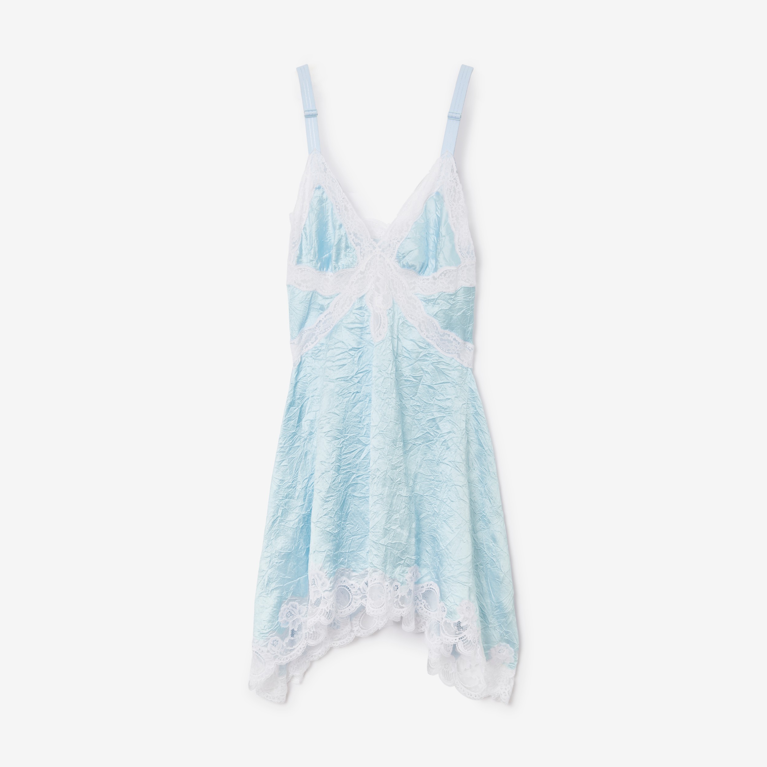 Lace Trim Viscose Satin Slip Dress in Glacier Blue - Women | Burberry®  Official