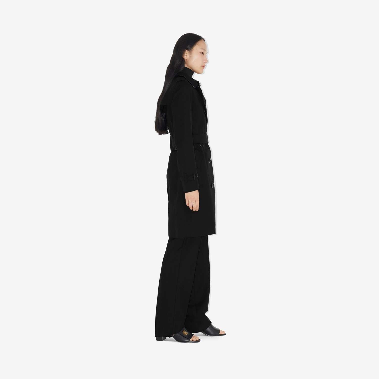 肯辛顿版型 – 中长款 Heritage Trench 风衣 (黑色) - 女士 | Burberry® 博柏利官网