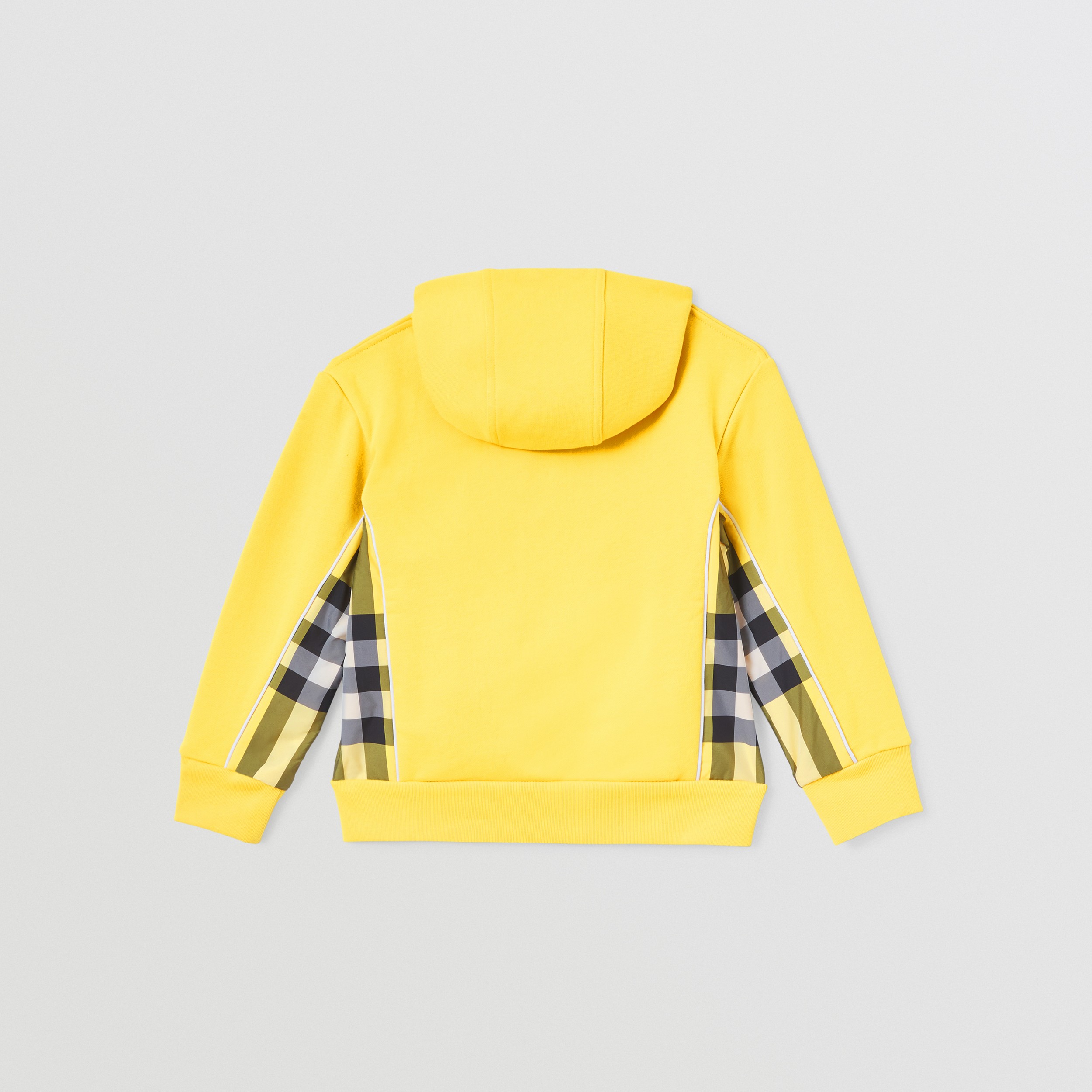 Check Panel Cotton Hooded Top in Acid Yellow | Burberry® Official - 4