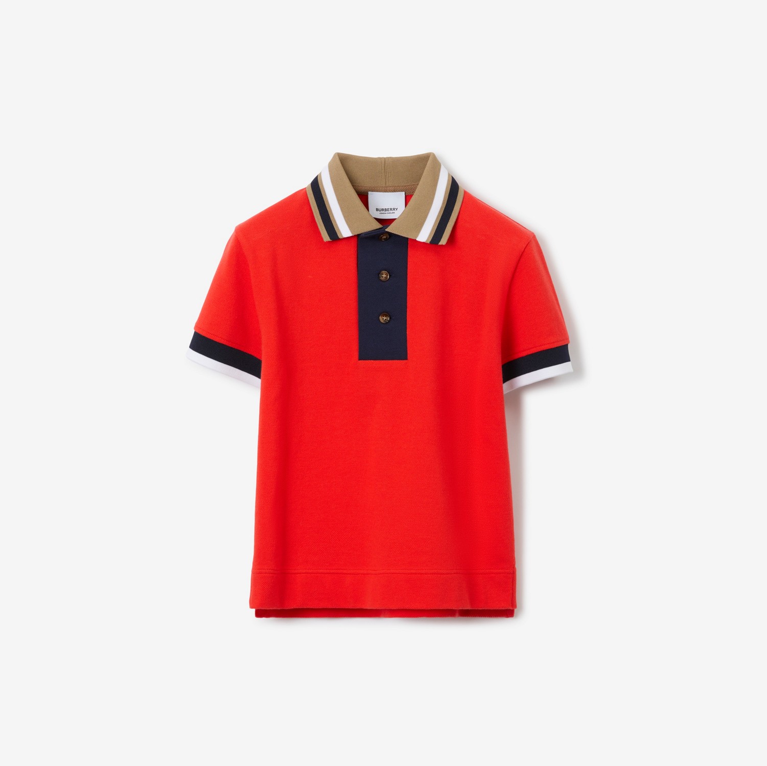 College Graphic Cotton Polo Shirt in Bold Red | Burberry® Official