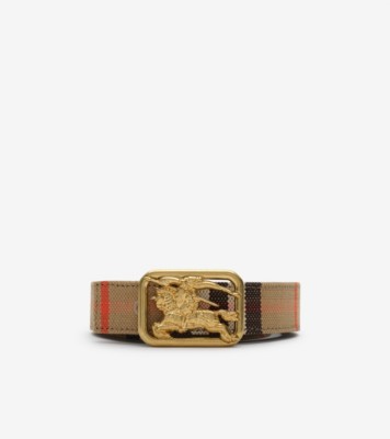 Reversible Check Rider Belt​ in Sand beige/peat brown - Women