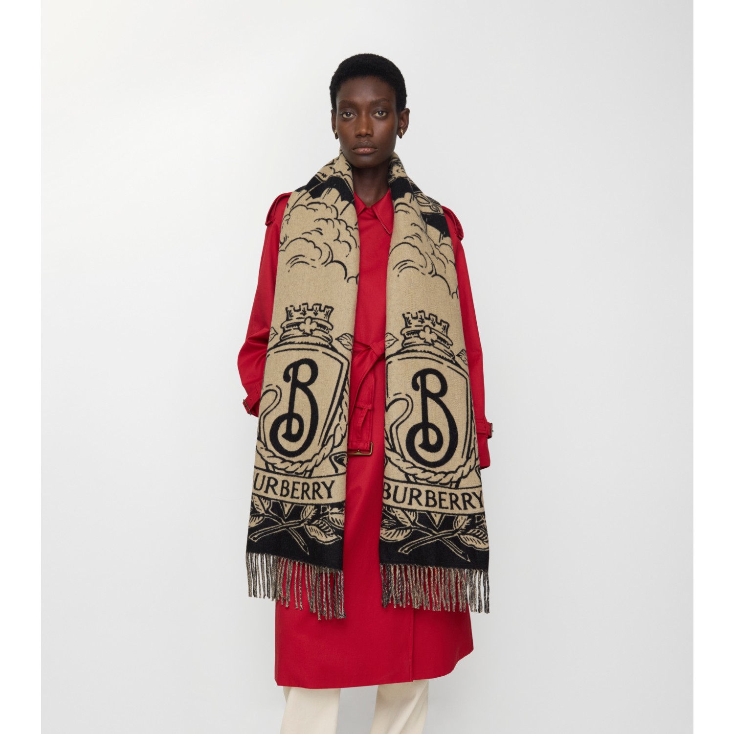 Wide Reversible Stormy Knight Scarf in Sand | Burberry® Official