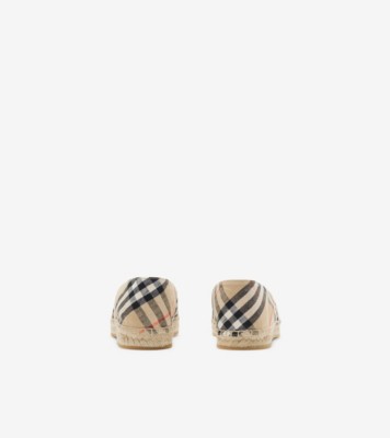 Check Mews Espadrilles​ in Sand - Women, Linen | Burberry