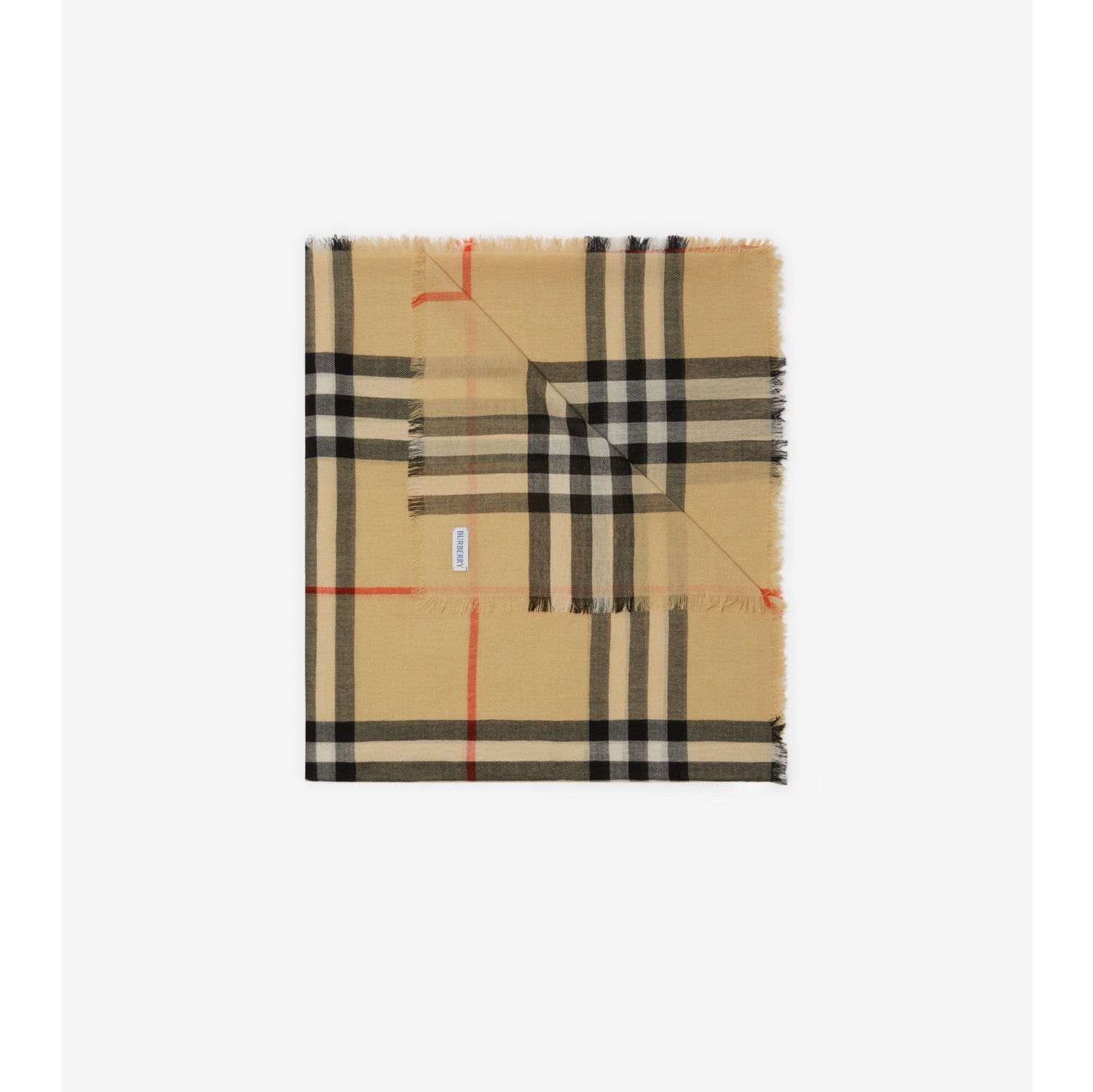 Check Wool Scarf in Sand beige | Burberry® Official